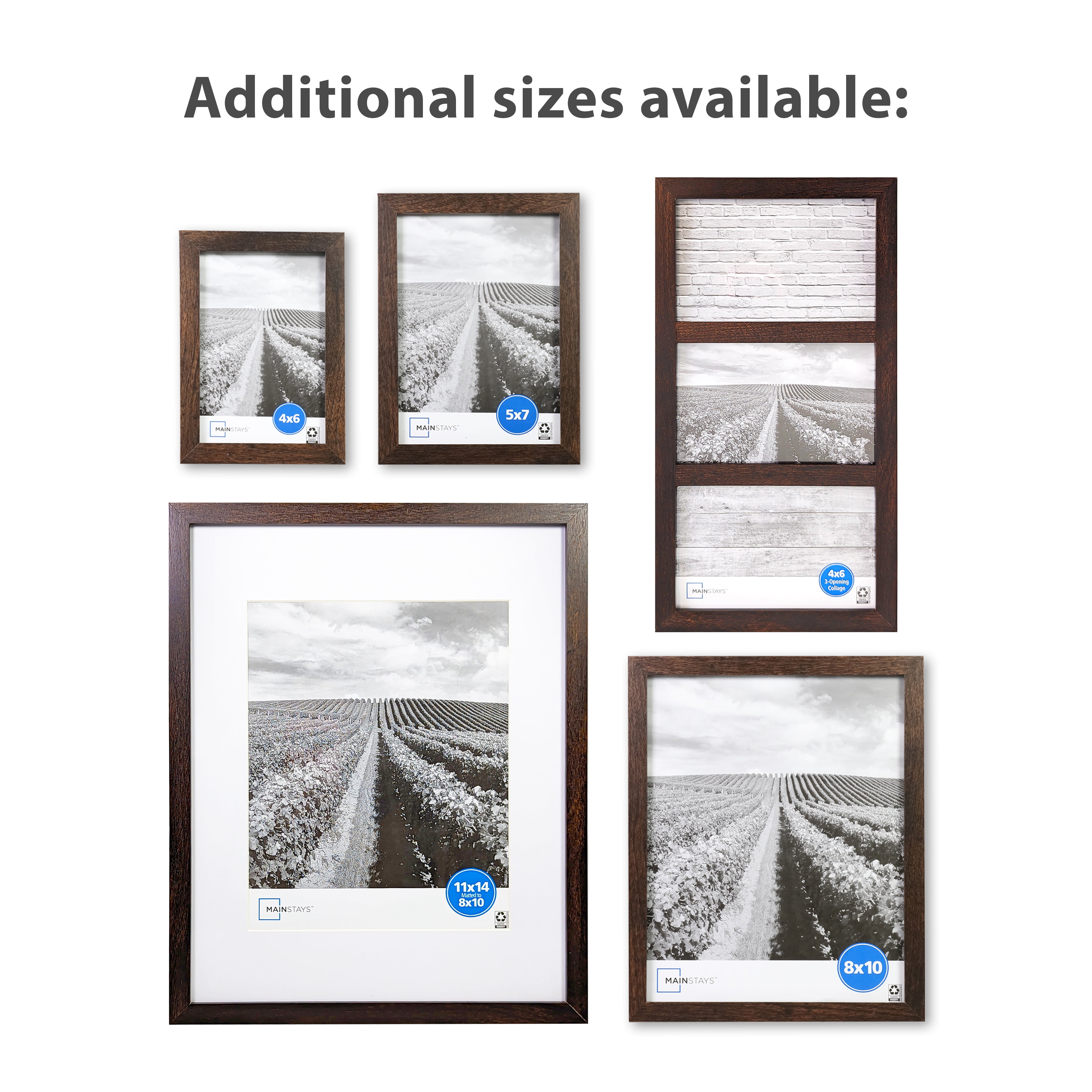 Mainstays – 4x6 Picture Frame – Brown Gallery Linear Program Tabletop & Wall Photo Frame, Set of 3