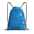 thumbnail image 1 of Saiise Blue Christmas Pattern Sports Drawstring Backpack - String Swim Gym Bag with Wet Proof Pocket for Women&Men-Small, 1 of 6