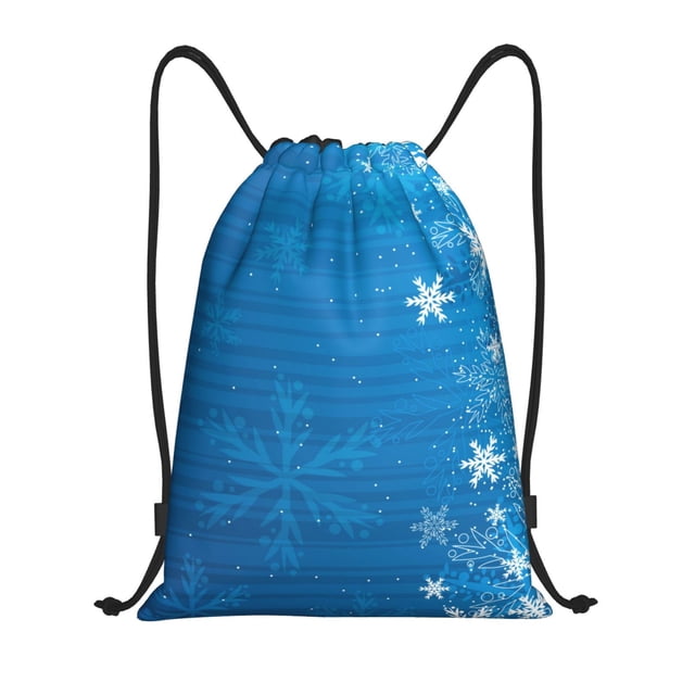 Saiise Blue Christmas Pattern Sports Drawstring Backpack - String Swim Gym Bag with Wet Proof Pocket for Women&Men-Small