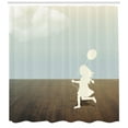 thumbnail image 3 of Ambesonne Retro Shower Curtain, Little Girl with Balloon, 69"Wx84"L, White Brown, 3 of 3