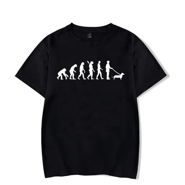 Camiseta con la evolución del perro salchicha para hombre, ropa urbana, camiseta estampada, ropa luminosa, camiseta Harajuku, camisetas de manga corta de verano