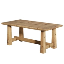 Resenkos 47-Inch Solid Wood Farmhouse Rectangular Coffee Table with H-Shaped Base, Light Brown