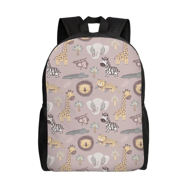 Lsque Safari Animals Travel Laptop Backpack, Business Slim Sturdy Laptops Backpack, Water Resistant College School Computer Bag Gift Fits 15.6 Inch Notebook