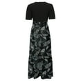 thumbnail image 6 of adviicd Floral Casual Dresses for Women 2025 Boho Flowy Dresses A Line Crew Neck Short Sleeve Dress Long Maxi Sundress Dark Green, S, 6 of 6