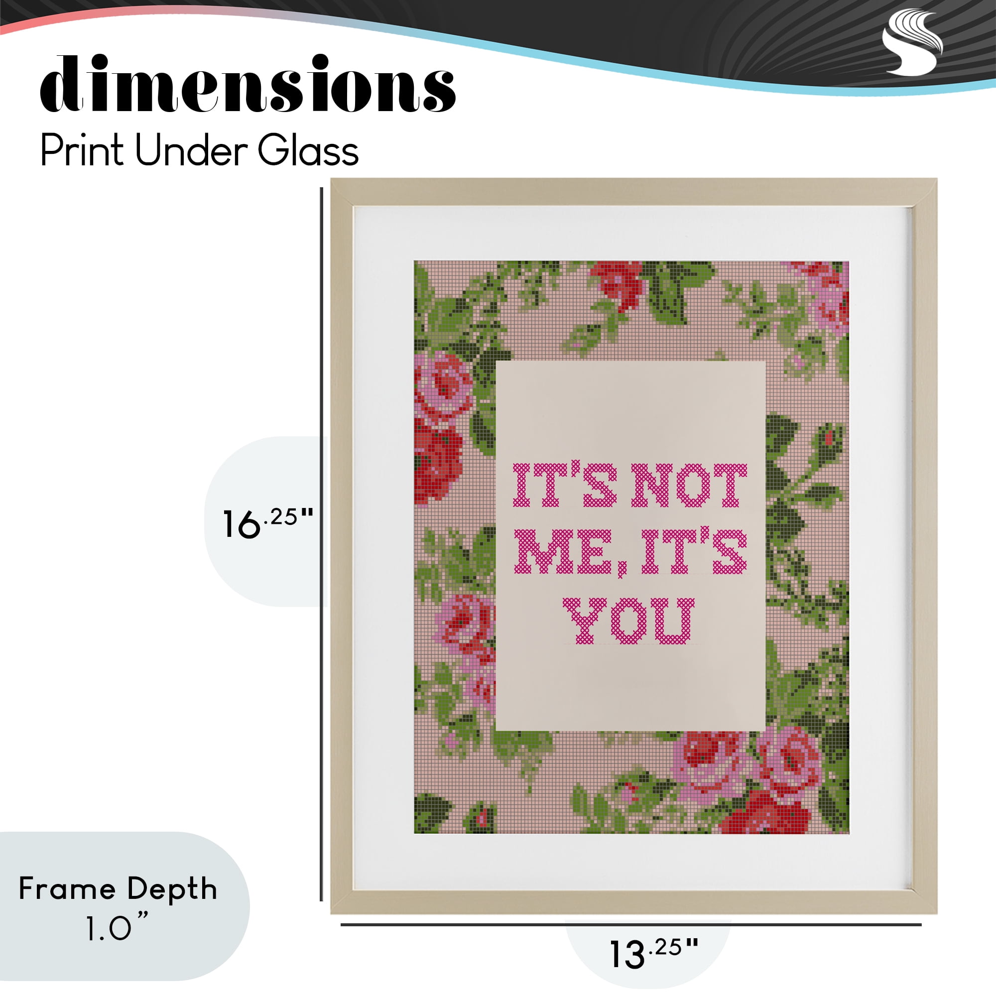 Stupell Industries Not Me It's You Faux Cross Stitch Birch Framed Print Under Glass, design by Lil' Rue