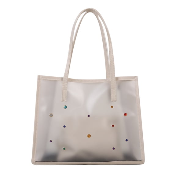 2pcs/set Stylish Clear PVC Tote Bag with Large Capacity Shoulder Bags Perfect for Beach Work and Leisure