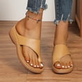 thumbnail image 2 of DeHolifer Sandals Women Leather Clip Toe Slip On Wedge Sandals Summer Beach Outdoor Dress Walking Sandals with Arch Support, 2 of 8