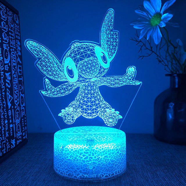 Figuras de Anime Stitch, juguetes de Manga Stich, luz nocturna, lámpara de dormitorio acrílica, decoración de habitación de niños, regalo de cumpleaños para niños