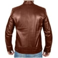 thumbnail image 3 of TFEOQRY Men's Biker Leather Jacket Stand Collar Zip Up Vintage Motorcycle Coat with Chest Pockets Bronze, 3 of 4