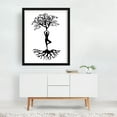 thumbnail image 2 of Yoga Body Tree With Roots Silhouette, Vrksasana - Digital Art Minimalist Nature Spiritual Black and White Black Framed Wall Art Print 16 x 24 inches, 2 of 4