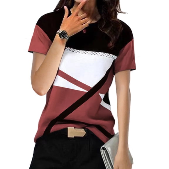Babysbule Women's Shirts Fashion Women Casual Printing Pullover Short Sleeve T-Shirt Tops Blouse