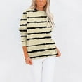 thumbnail image 2 of FRSASU Womens Tops Dressy Casual Crew Neck Stripe Print Long Sleeve Work Fashion Blouses with Pocket Beige S(S), 2 of 5