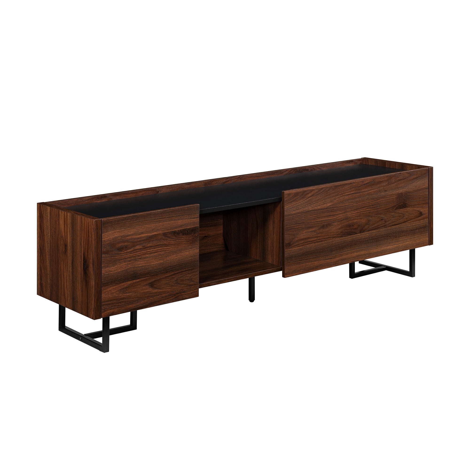 Walker Edison 63” Modern Gallery Top Storage Console, Dark Walnut