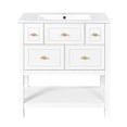 thumbnail image 5 of 30-Inch Bathroom Vanity with Ceramic Sink Solid Wood MDF Construction and 5 Drawers for Bathroom, 5 of 7