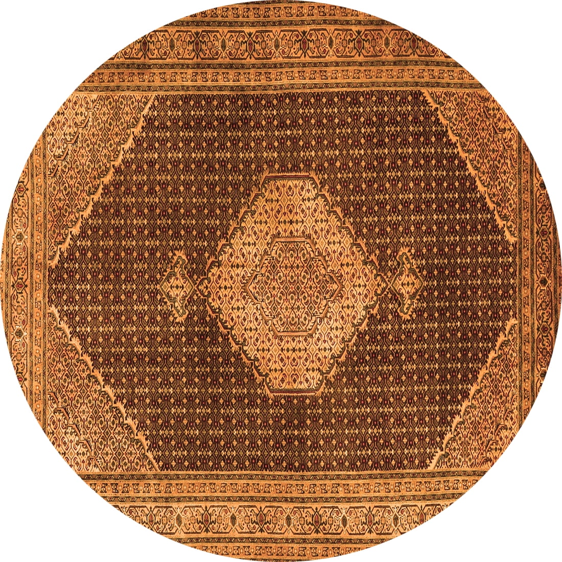 Ahgly Company Indoor Round Medallion Orange Traditional Area Rugs, 6 ...