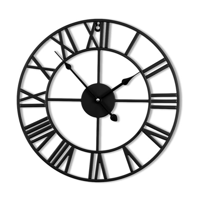 Reloj de pared Blorple, grande, redondo, moderno, de metal negro, 50 cm