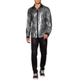 thumbnail image 2 of INSPIRE CHIC Glitter Dress Shirts for Men's Button Long Sleeves Disco Sparkly Shirt Silver M, 2 of 5