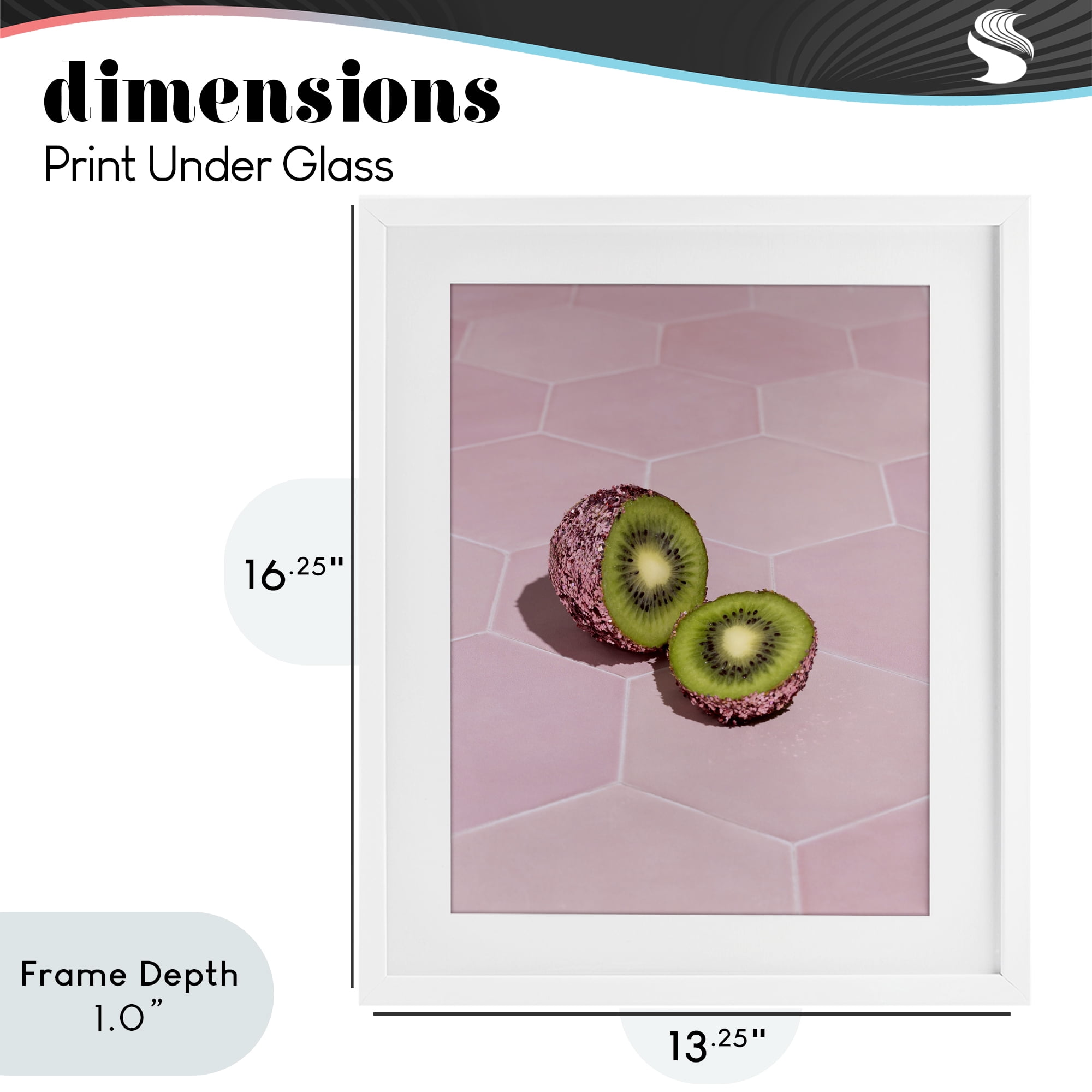 Stupell Industries Pink Glimmer Kiwi White Framed Print Under Glass, design by LISH Creative