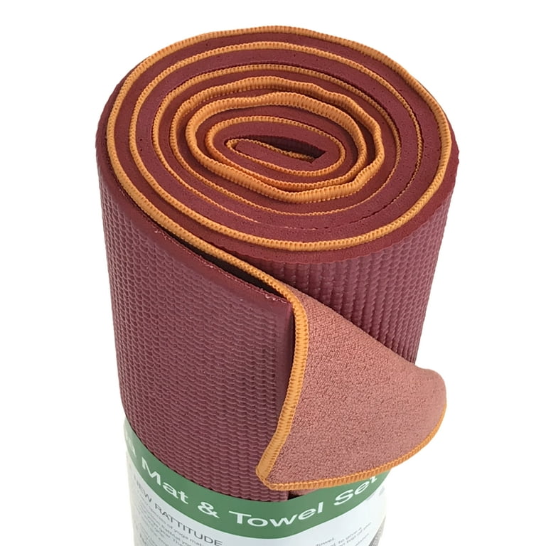 YogaRat RatMat Yoga Mat & Yoga Towel Set, Brick Mat and Ember/Sun