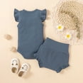 thumbnail image 6 of Toddler Boys Outfits 2 Piece Efsteb Toddler Girl Summer Outfits Casual Solid Color Fashion Comfy Round Neck Sleeveless T Shirts Shorts Set Outfits (Dark Blue,6-12 Months), 6 of 8