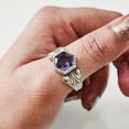 thumbnail image 4 of Amethyst Ring, 925 Sterling Silver Oxidized, Women Ring, Natural Amethyst, February Birthstone, Christmas, Thanksgiving, Tiny Dainty Ring, Handmade, Statement Jewelry, Wedding, Anniversary Gift, 4 of 8