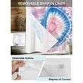 thumbnail image 3 of No Hook Cloth Fabric Shower Curtain with Snap in Liner, Pink Blue Ombre Waterproof Shower Curtains Set with See Through Top Window, Modern Boho Ethnic Tie Dye Geometric Bath Curtains Shower 72"x84", 3 of 6