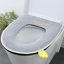 Soft Flannel Toilet Seat Cover with Zipper Winter Warm Bathroom Mat Washable Portable for Home and Travel