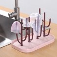thumbnail image 4 of Organizador Soporte de escurridor de limpieza de vasos de agua para biberones de alimentación de bebé (rosa) Likrtyny Libre de BPA, 4 of 6