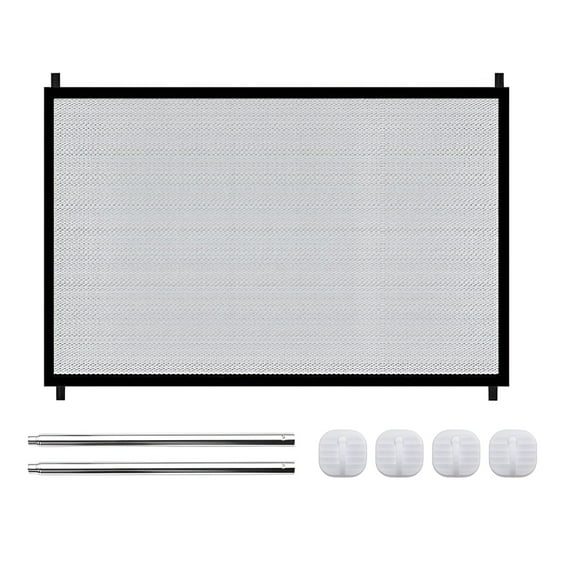 LAMIRO Magic Pet Gate,Baby Gate with Cat Door,Baby Mesh Doorway Gate,43" X 28" Portable Safety Fence for Pet Dog,Folding Safe Enclosure for Home Outside Doorway Hall Stairs,4 Hooks