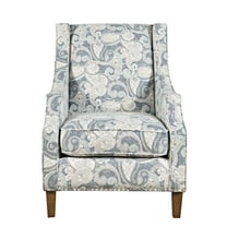 Jofran Westbrook Paisley Fabric Transitional Upholstered Accent Chair with Nailhead Trim