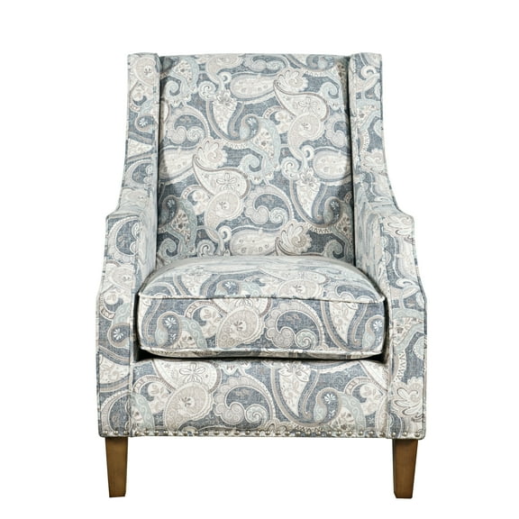 Jofran Westbrook Paisley Fabric Transitional Upholstered Accent Chair with Nailhead Trim