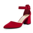 thumbnail image 2 of Pointed Toe 2.5 inch Low Block Chunky Heels for Women Closed Toe Pumps with Ankle Strap Dress Comfortable Shoes for Daily Work Office Homecoming, 2 of 5