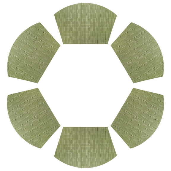 Uxcell 6pcs Wedge Placemats 18" x 12" Woven Vinyl Round Table Placemats, Green