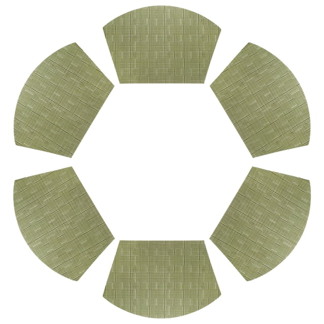 Uxcell 6pcs Manteles Individuales en Forma de Cuña 18" x 12" Tejido de Vinilo para Mesa Redonda, Verde