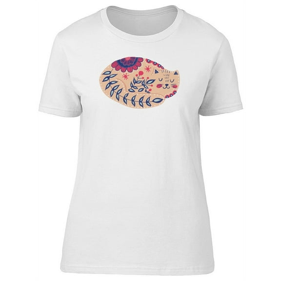 Beautiful Flowers Kitty Sleeping Tee Women's - Women T-Shirt, 2XL
