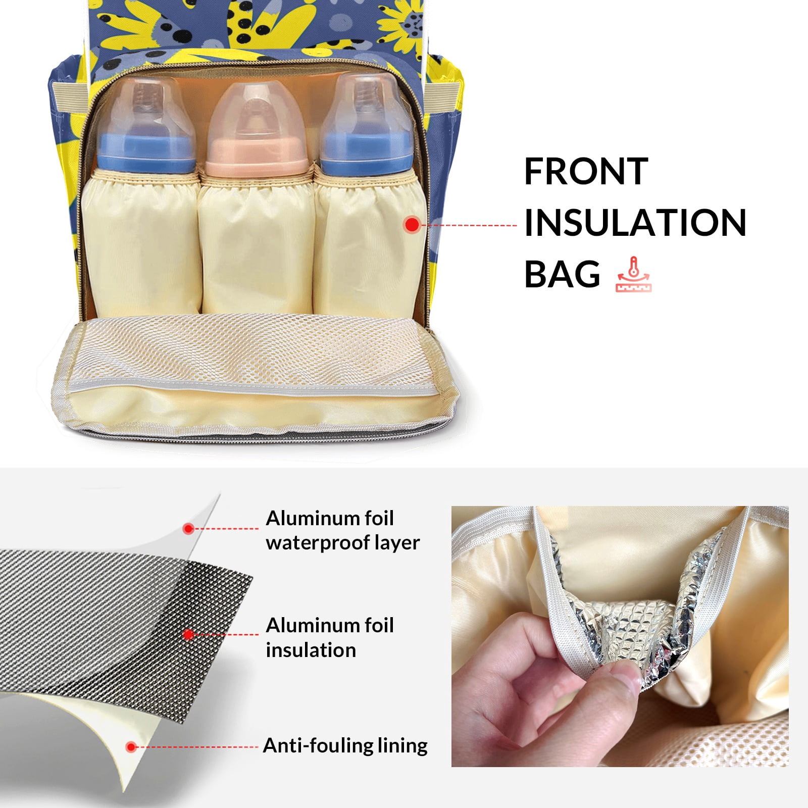 Abstract Flowers Diaper Backpack ? Large Capacity, Insulated Baby Bottle Pocket, Multifunctional Mommy Bag for Boys & Girls