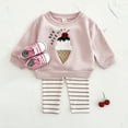 thumbnail image 5 of Infant Baby Girl Clothes Baby Girl 2Pcs Outfits Long Sleeve Ice Cream Embroidery Round-neck Sweatshirt Pants Set Spring Autumn, 5 of 9
