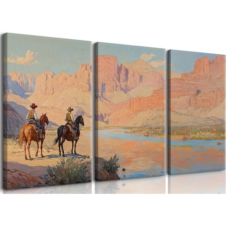 UPC 712939743223 - Western Cowboy Wall Art Set of 3 Canyon Landscape ...