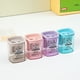 thumbnail image 1 of Sacapuntas de doble orificio | Sacapuntas giratorios de plástico transparente para niños y estudiantes | Diseño portátil y lindo | Compatible con lápices estándar y grandes | Paquete de 4 | Tamaño, 1 of 9