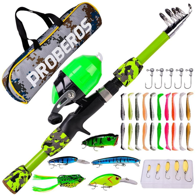 Famure Kids Fishing Starter Kit - Portable Telescoping Fishing Rod and Reel  Combo - Full Fishing Tackle Kit with Fishing Line,For Boys,Girls,Beginners  or Teens 