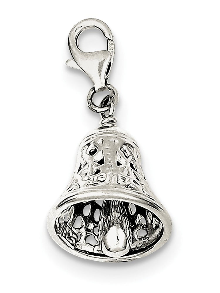 0.79 in x 0.59 in Jewel Tie Sterling Silver Polished Movable Bell Charm 