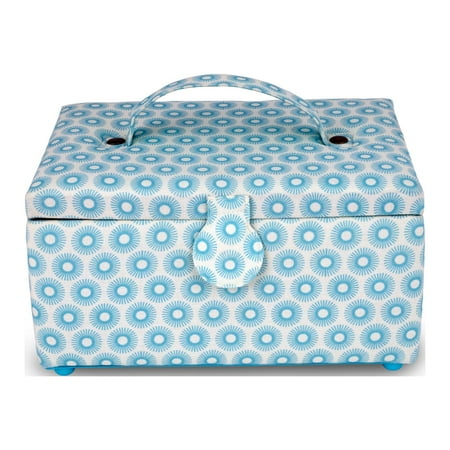 UPC: 0072879629484 | Dritz Rectangular Sewing Basket Small Blue Retro