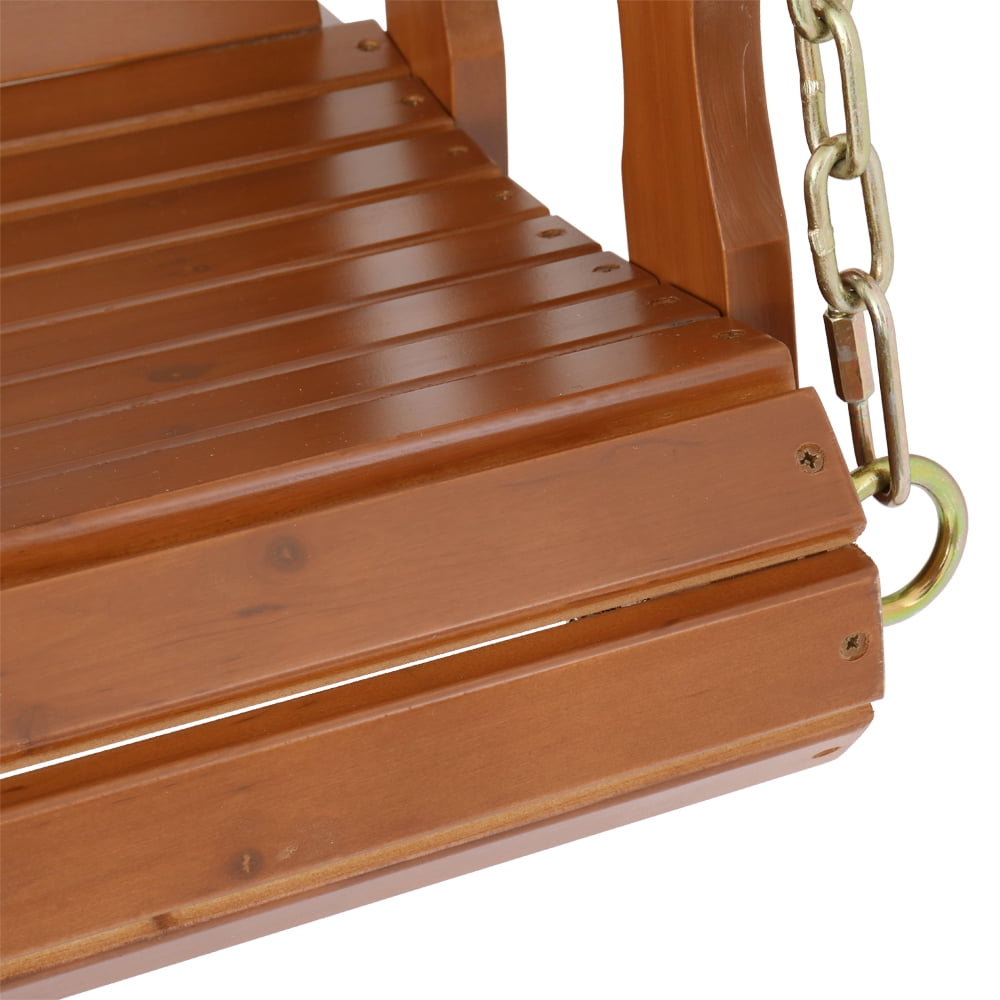 Lowestbest Outdoor 4 Feet 2-Person Wood Porch Swing Bench with Iron Chain, Dark Brown(Swing frames not included) Lowestbest Outdoor 4 Feet 2-Person Wood Porch Swing Bench with Iron Chain, Dark Brown(Swing frames not included)