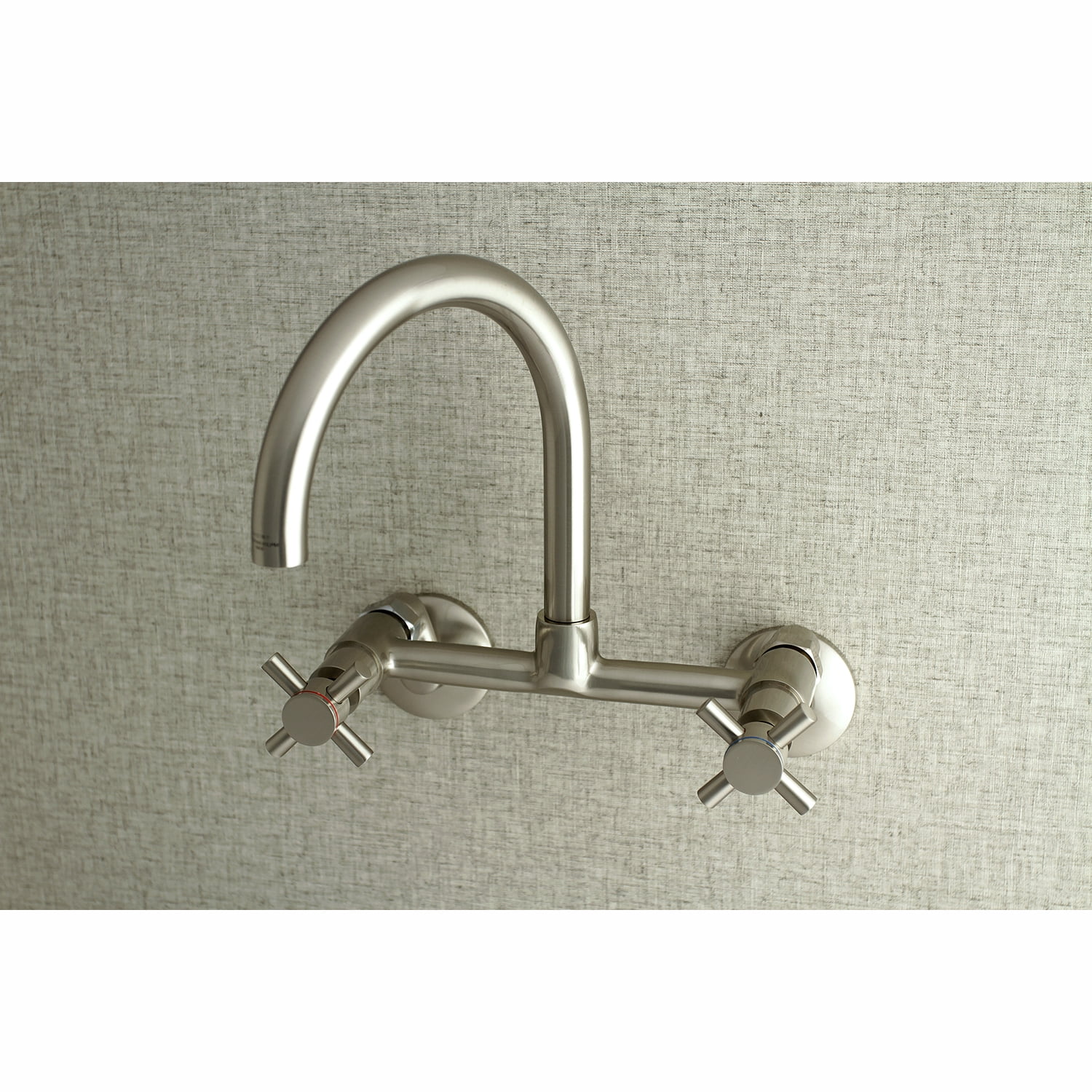 Kingston Brass KS414SN Concord 8-Inch Adjustable Center Wall Mount Kitchen Faucet, Brushed Nickel