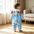 thumbnail image 5 of FASHOFT Baby Boy Halloween Outfit Flannel Dinosaur Animal Onesies Fall Winter Cosplay Romper Loungewear For Kids Home Sleep Wear Halloween Blue 19-24 Months, 5 of 9