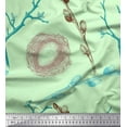 thumbnail image 1 of Soimoi Green polyester Crepe Fabric Nest,Egg & Floral Print Sewing Fabric BTY 52 Inch Wide, 1 of 1