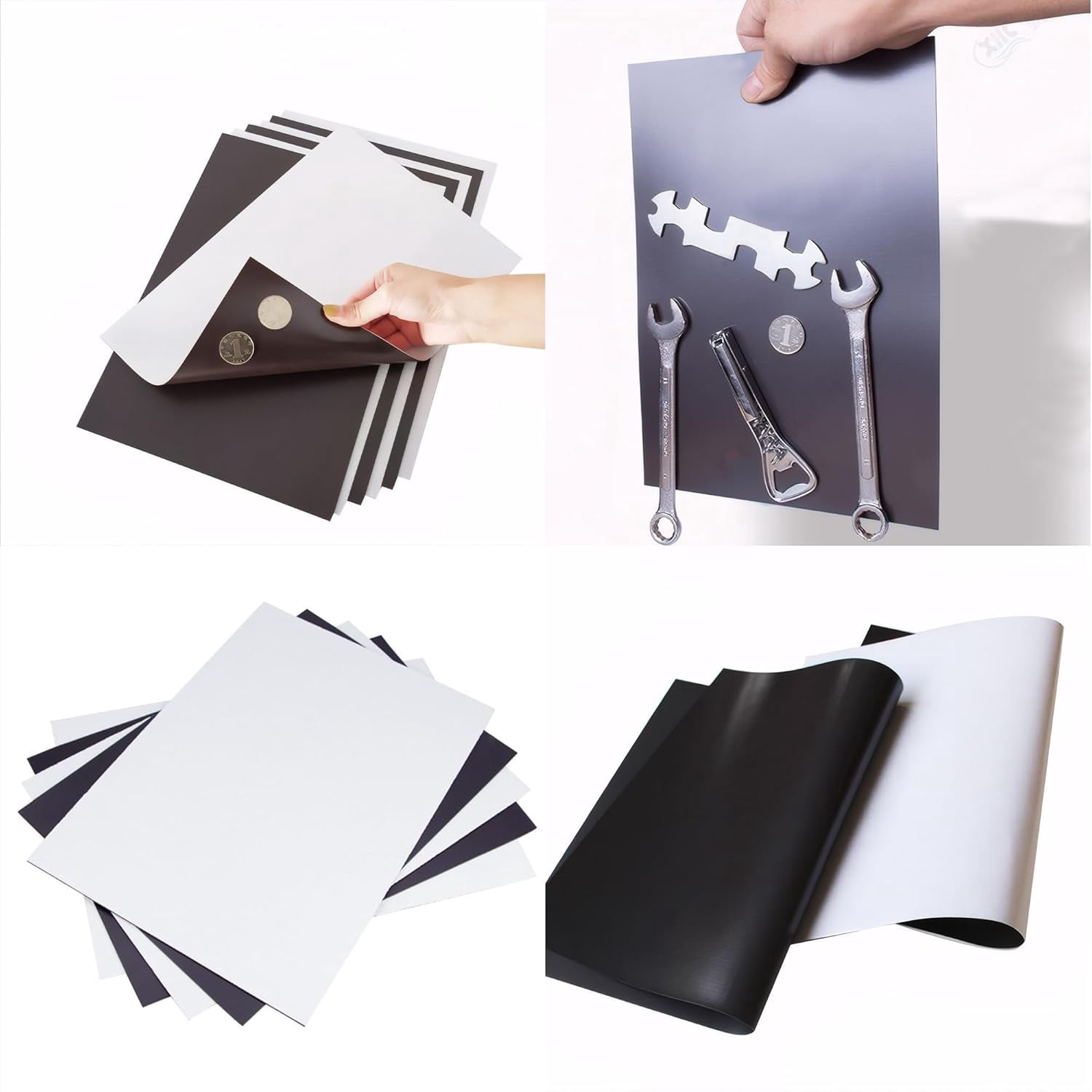 6PCS Magnetic Sheets with Adhesive:Strong Magnets with Adhesive Backing,Magnetic Paper for Crafting and Cutting,Magnetic Sheets for DIY Photo Stickers and Refrigerator Magnets, 8.5 × 11 Inch