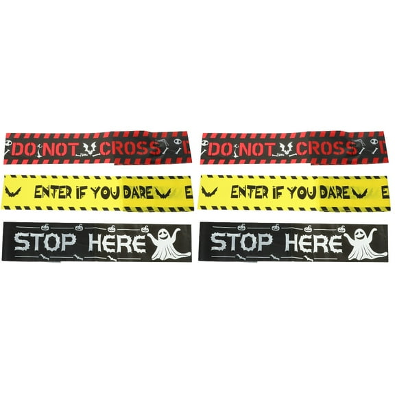 6 Pcs Magnetic Tape Halloween Stair Decor Home Decoration Bar Caution Scene Tapes Warning Decorate