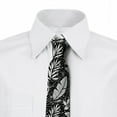 thumbnail image 2 of Leaves Necktie, Monochrome Flowers and Dots, Dress Tie, 3.7", Black White, by Ambesonne, 2 of 3
