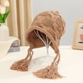 thumbnail image 2 of SikaFu Hat Girl Autumn And Winter Ear Double Ears And Needle Weaving Caps Fashionable Pure Color Warm Hat Cute Wool Hat Outdoor Cold Prevention, 2 of 5